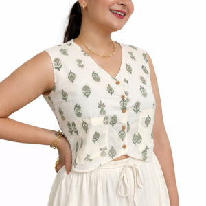 white motif Vest Top